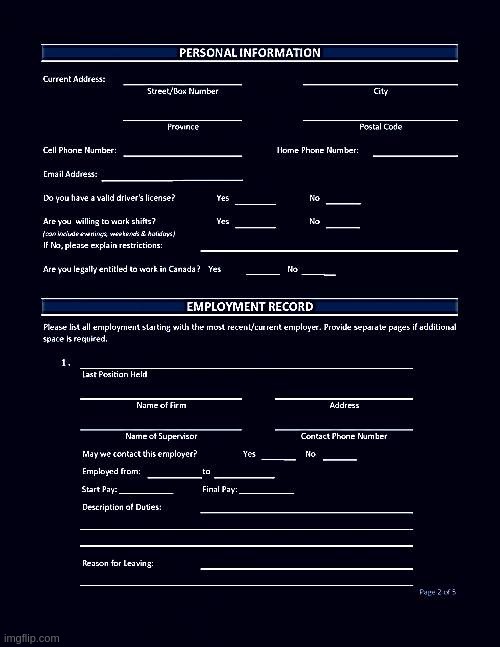 Job Application Blank | image tagged in job application blank | made w/ Imgflip meme maker