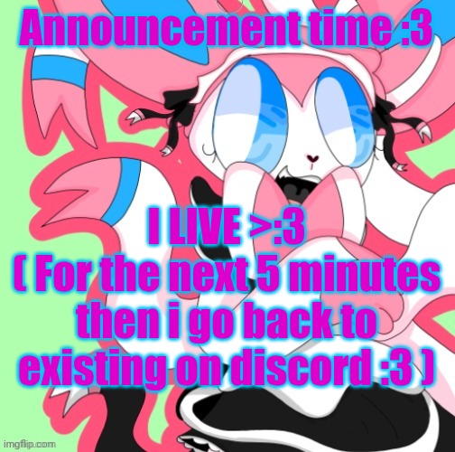 Alex Maid | Announcement time :3; I LIVE >:3
( For the next 5 minutes then i go back to existing on discord :3 ) | image tagged in alex maid | made w/ Imgflip meme maker