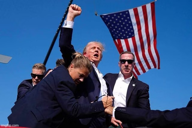 Trump Dodges Bullet | image tagged in trump dodges bullet | made w/ Imgflip meme maker