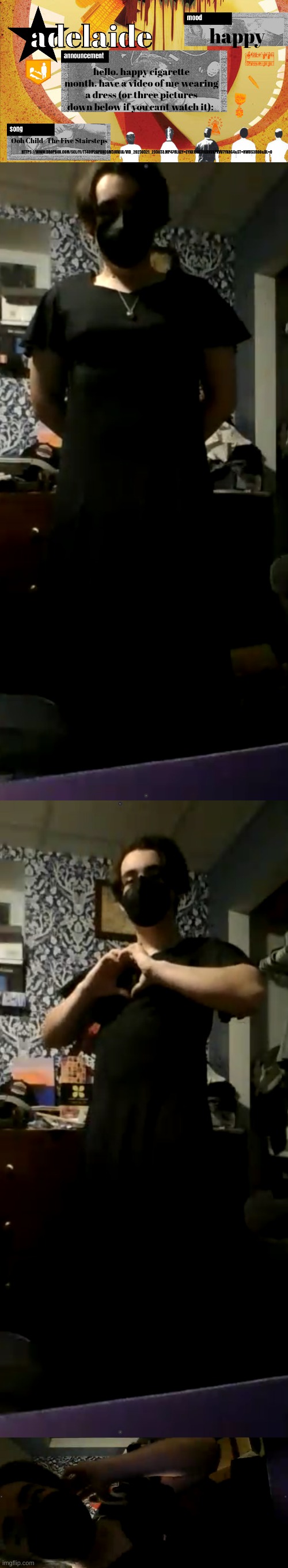 things: 1. had cake 2. got better at warzone and got mw2019 3. started attending church 4. school ends tomorrow <333 | happy; hello. happy cigarette month. have a video of me wearing a dress (or three pictures down below if you cant watch it):; Ooh Child- The Five Stairsteps; HTTPS://WWW.DROPBOX.COM/SCL/FI/TT4OIP2APUKC6M5JUVJIA/VID_20250521_235053.MP4?RLKEY=ZYXX18IR7R6XNVKPXVV7YK8G4&ST=HWUS3ROO&DL=0 | image tagged in adelaideaux temp mk v | made w/ Imgflip meme maker