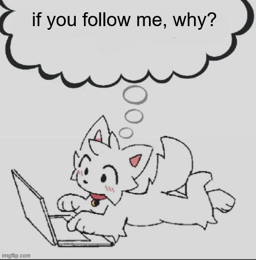 . | if you follow me, why? | image tagged in huh guh hwuh | made w/ Imgflip meme maker