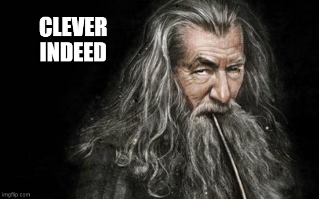 Clever Gandalf | CLEVER
INDEED | image tagged in clever gandalf | made w/ Imgflip meme maker
