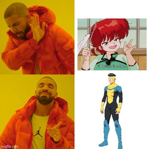invincibol mark iz soooo sigma | image tagged in memes,drake hotline bling,ranco stupid mark sigma | made w/ Imgflip meme maker