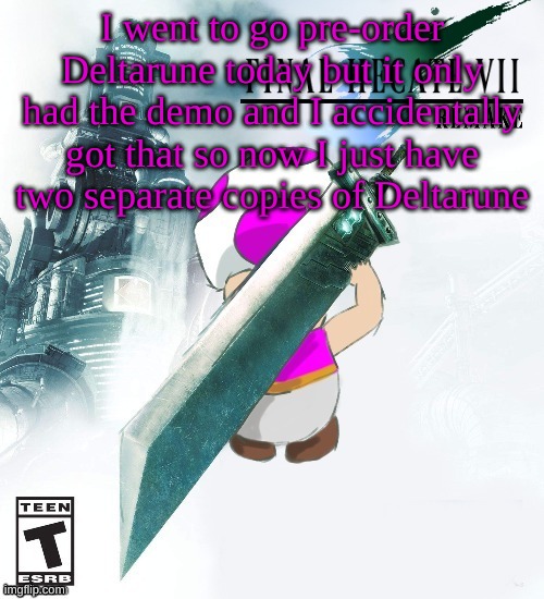 Final Hecate VII (thank you disco) | I went to go pre-order Deltarune today but it only had the demo and I accidentally got that so now I just have two separate copies of Deltarune | image tagged in final hecate vii thank you disco | made w/ Imgflip meme maker