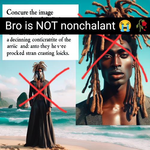 6 foot 4 nonchalant dread head drag queen at the beach | Bro is NOT nonchalant ? ? | image tagged in 6 foot 4 nonchalant dread head drag queen at the beach | made w/ Imgflip meme maker