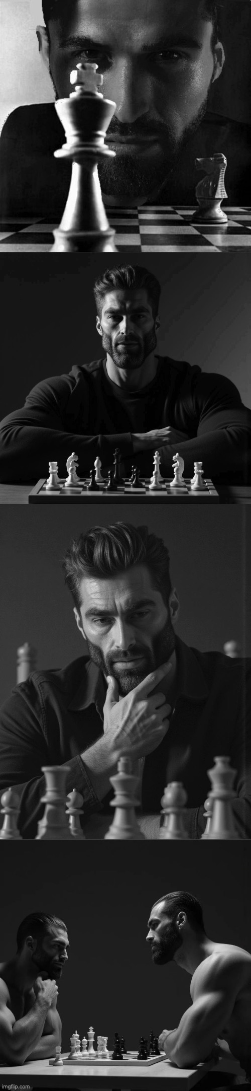 Compilation of images showing gigachad playing chess | image tagged in gigachad playing chess | made w/ Imgflip meme maker