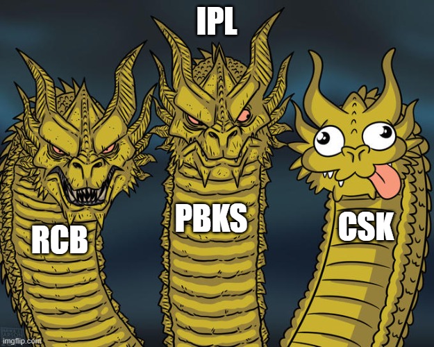 Three-headed Dragon | IPL; PBKS; CSK; RCB | image tagged in three-headed dragon | made w/ Imgflip meme maker