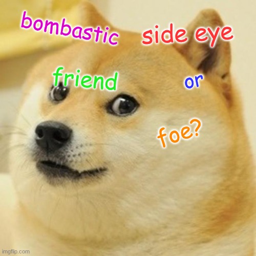 Doge | bombastic; side eye; friend; or; foe? | image tagged in memes,doge | made w/ Imgflip meme maker
