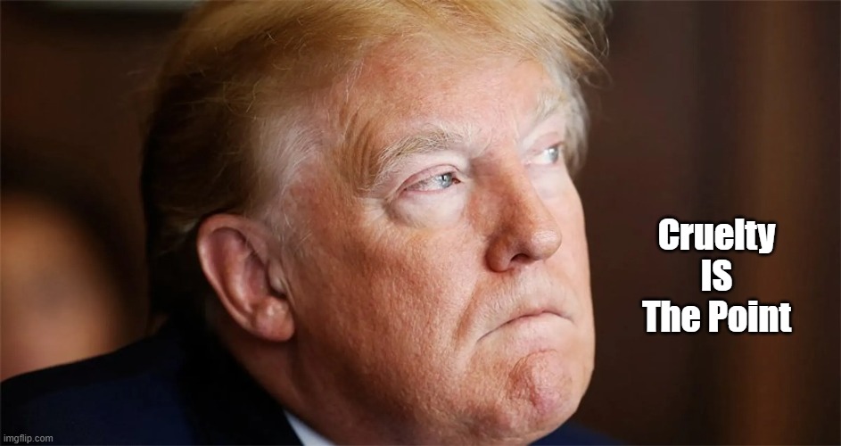 Cruelty Is The Point | Cruelty
IS
The Point | image tagged in cruelty is the point,trump,sadism,sociopaths experience neither shame nor guilt | made w/ Imgflip meme maker