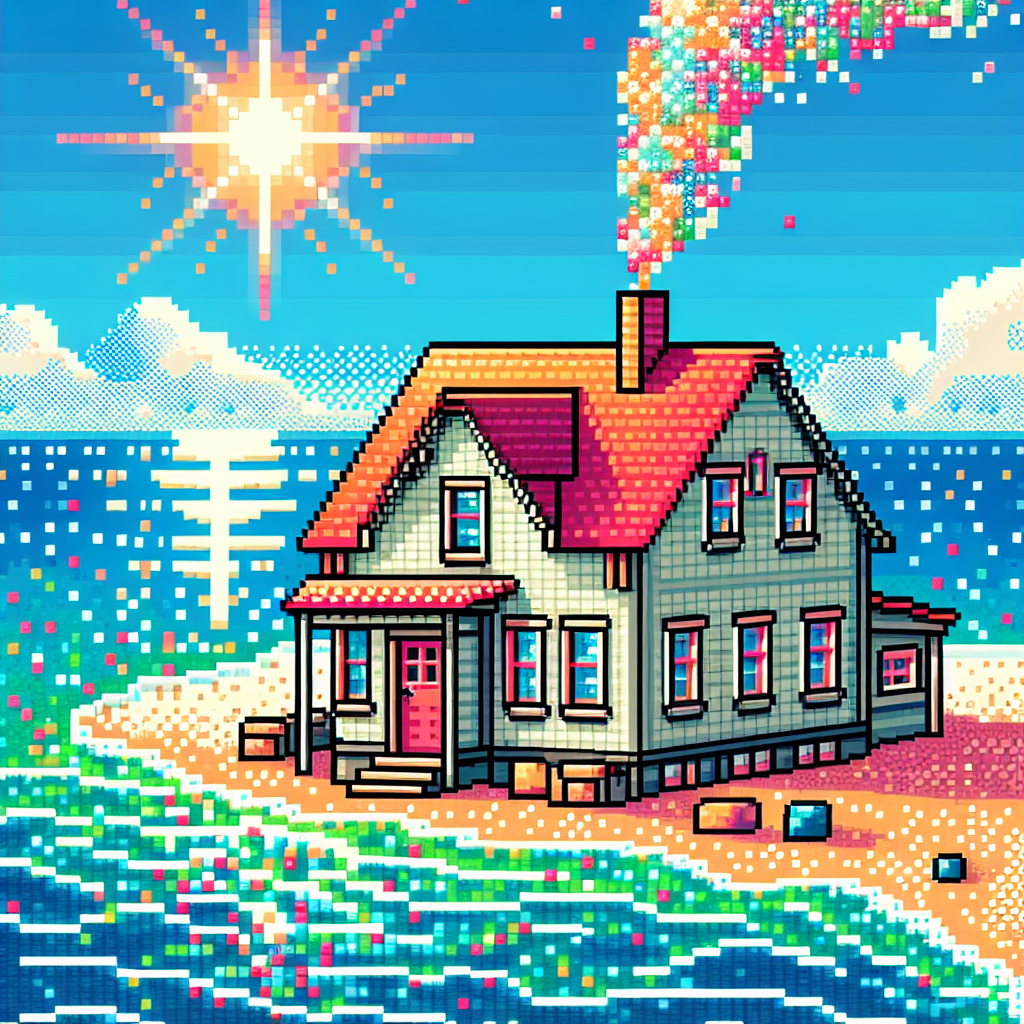 Home with background ocean Blank Meme Template