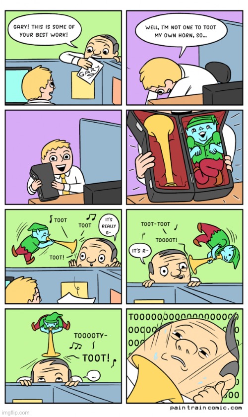 image tagged in comics,paintrain,horn,elf | made w/ Imgflip meme maker