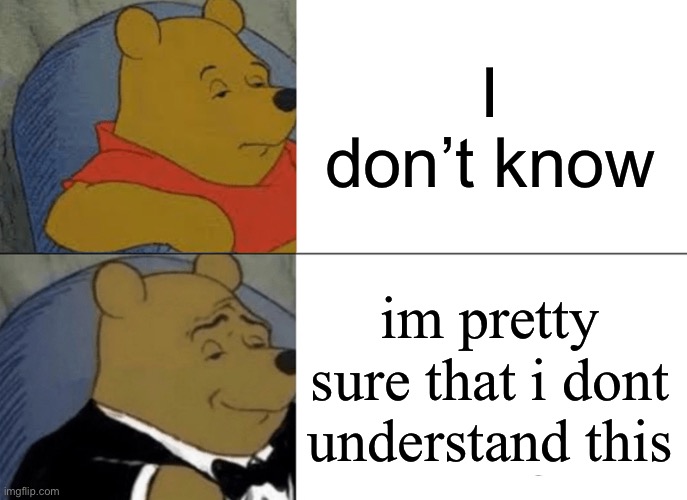 Tuxedo Winnie The Pooh | I don’t know; im pretty sure that i dont understand this | image tagged in memes,tuxedo winnie the pooh | made w/ Imgflip meme maker