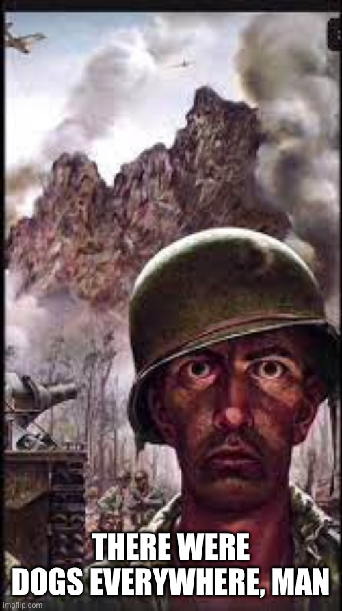 War Flashback | THERE WERE DOGS EVERYWHERE, MAN | image tagged in war flashback | made w/ Imgflip meme maker