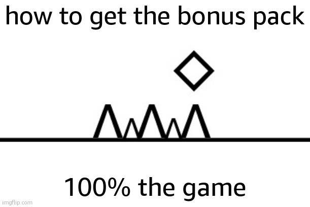 360+ FPS ahh jump | how to get the bonus pack; 100% the game | image tagged in 360 fps ahh jump | made w/ Imgflip meme maker