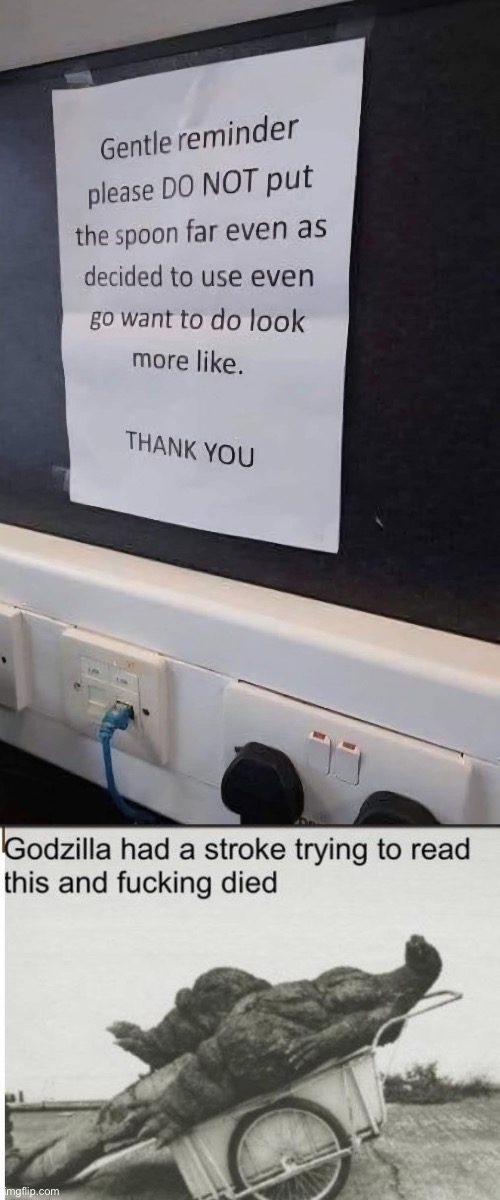 English? | image tagged in godzilla,english,spoon | made w/ Imgflip meme maker