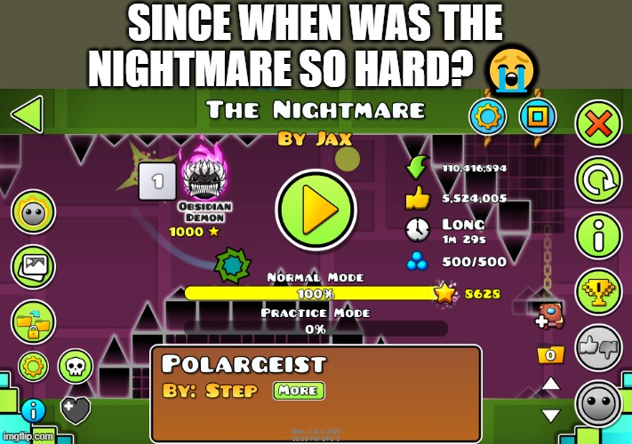 SINCE WHEN WAS THE NIGHTMARE SO HARD? 😭 | made w/ Imgflip meme maker