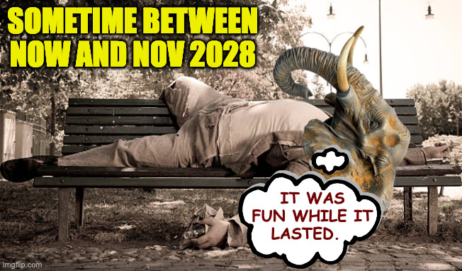 And nobody voted Red ever again  ( : | SOMETIME BETWEEN NOW AND NOV 2028; IT WAS
FUN WHILE IT
LASTED. | image tagged in memes,crash and burn,republicans | made w/ Imgflip meme maker