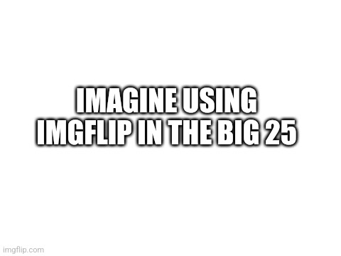 Put the fries in the bag | IMAGINE USING IMGFLIP IN THE BIG 25 | image tagged in blank white template | made w/ Imgflip meme maker