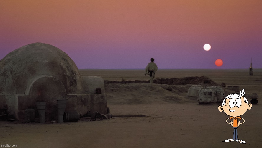 Lincoln Loud on Tatooine | image tagged in star wars,luke skywalker,the loud house,lincoln loud,nickelodeon,science fiction | made w/ Imgflip meme maker