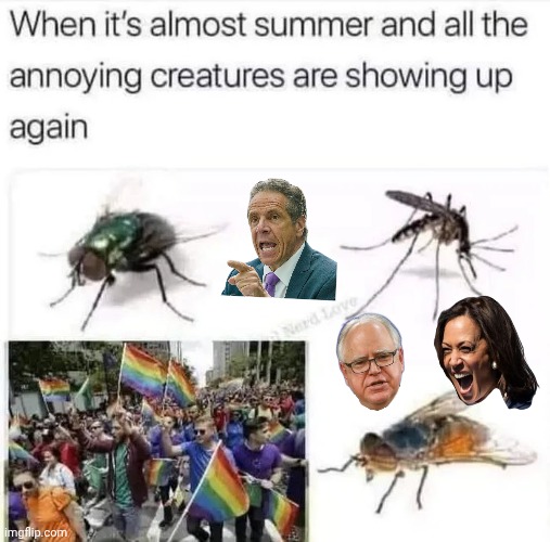 Damn Bugs | image tagged in democrats democratting,pride month,see nobody cares,drink the kool aid,fiery but mostly peaceful,politicians suck | made w/ Imgflip meme maker