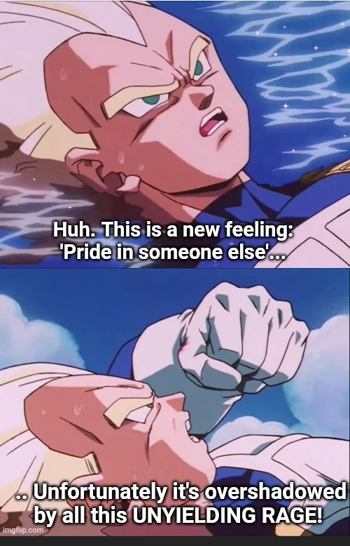 Vegeta pride overshadowed by rage Blank Meme Template