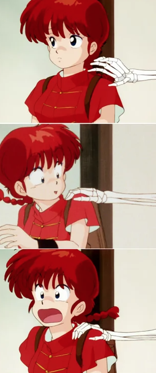 High Quality Ranma and Betty the skeleton Blank Meme Template
