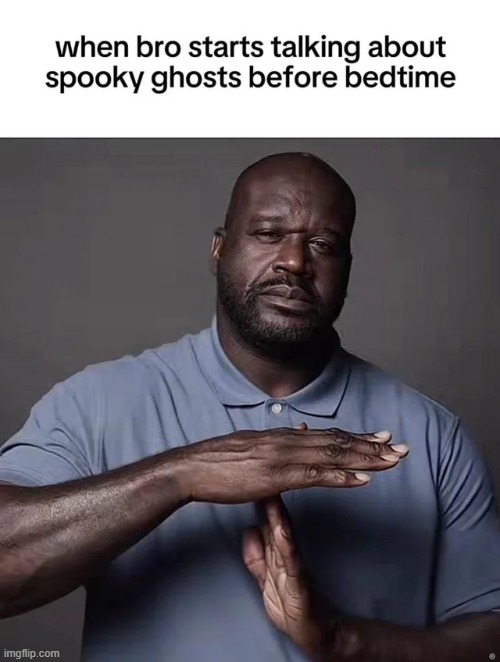 No spooky stuff before bedtime | image tagged in memes,funny,shaq,relatable,spooky,lol | made w/ Imgflip meme maker