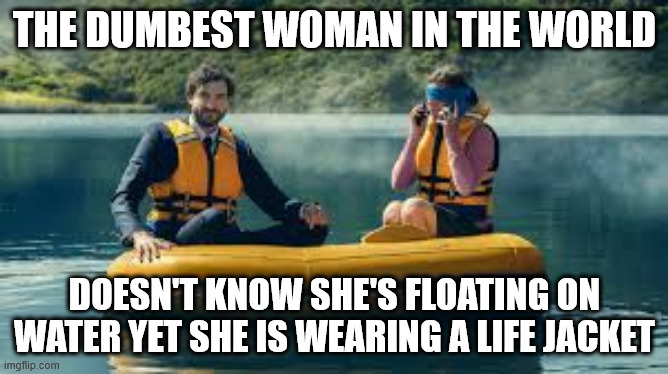 2 Degrees | THE DUMBEST WOMAN IN THE WORLD; DOESN'T KNOW SHE'S FLOATING ON WATER YET SHE IS WEARING A LIFE JACKET | image tagged in idiot,tv ads,new zealand,dumbass,pathetic,cellphone | made w/ Imgflip meme maker