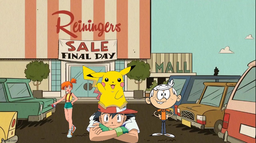 Ash and Pikachu Head to Reiningers | image tagged in ash ketchum,pikachu,the loud house,misty,lincoln loud,cartoon network | made w/ Imgflip meme maker