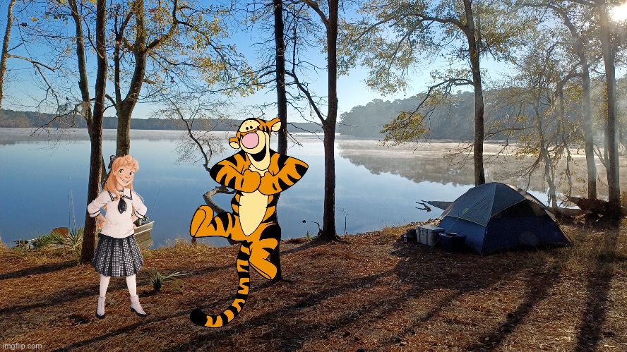 Pollyanna Goes Camping with Tigger (Disney) | image tagged in tigger,disney,disney plus,camping,winnie the pooh,wildlife | made w/ Imgflip meme maker