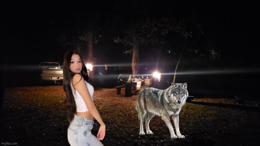 Jasmine Mir Finds a Wolf | image tagged in girl,pretty girl,wolf,beautiful girl,outdoors,youtube | made w/ Imgflip meme maker
