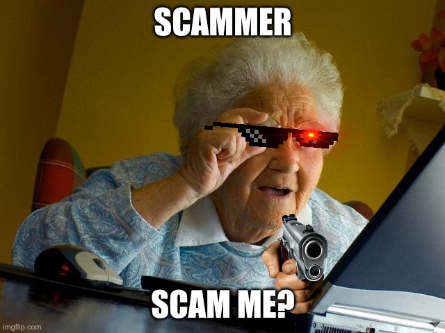 Grandma Finds The Internet | SCAMMER; SCAM ME? | image tagged in memes,grandma finds the internet | made w/ Imgflip meme maker