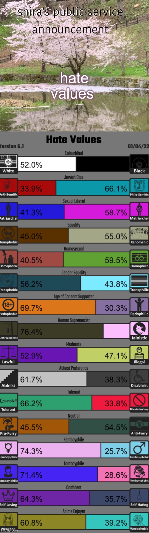hate values | image tagged in shira s psa | made w/ Imgflip meme maker