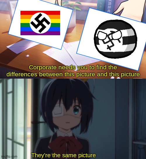 They are no different than each other (any sexuality supremacism is bad because no sexuality is inherently superior) | image tagged in they're the same picture,fascism,lgbtq,homophobia,anime | made w/ Imgflip meme maker