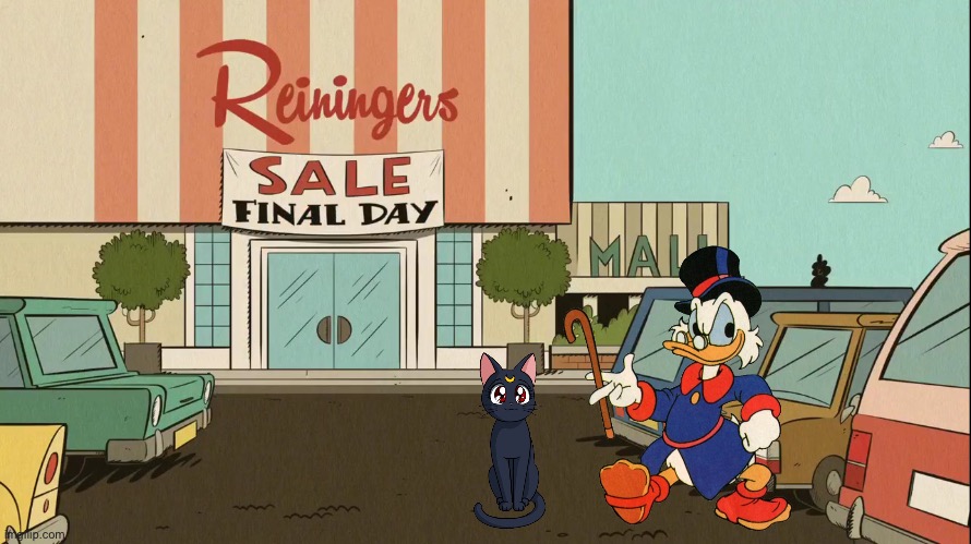 Scrooge McDuck and Luna (Reiningers) | image tagged in the loud house,ducktales,scrooge mcduck,disney,nickelodeon,sailor moon | made w/ Imgflip meme maker