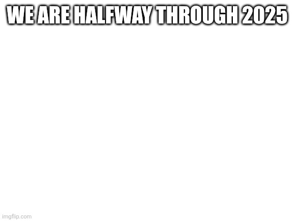 Blank White Template | WE ARE HALFWAY THROUGH 2025 | image tagged in blank white template | made w/ Imgflip meme maker