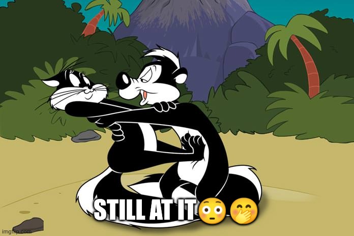 Pepe le pew | STILL AT IT?? | image tagged in pepe le pew | made w/ Imgflip meme maker