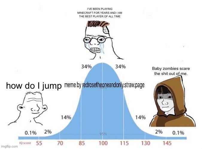 Minecraft Bell Curve | image tagged in minecraft,bell curve | made w/ Imgflip meme maker