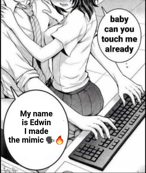 Babe can you touch me already | My name is Edwin I made the mimic 🗣🔥 | image tagged in babe can you touch me already | made w/ Imgflip meme maker