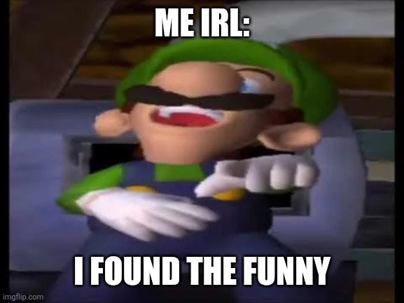 Luigi Pointing and Laughing | ME IRL: I FOUND THE FUNNY | image tagged in luigi pointing and laughing | made w/ Imgflip meme maker