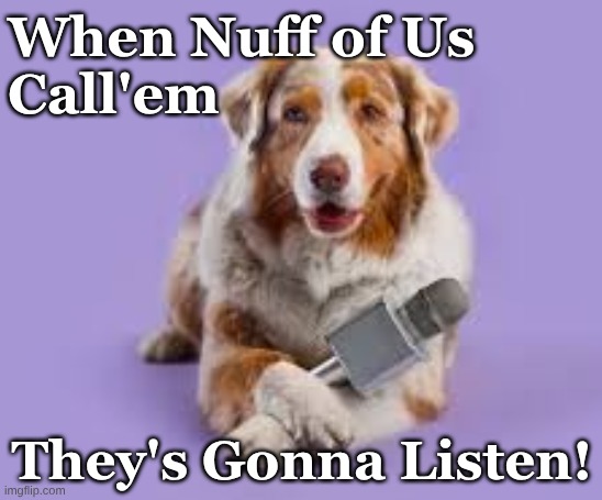 Aussie w Mike Nuff of Us | When Nuff of Us 
Call'em; They's Gonna Listen! | image tagged in nuff of us call,they gonna listen | made w/ Imgflip meme maker