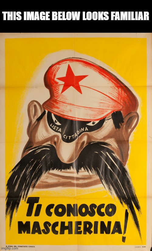 this isn't political, it seems like a certain video game character | THIS IMAGE BELOW LOOKS FAMILIAR | image tagged in italian,communism,propaganda,video games | made w/ Imgflip meme maker