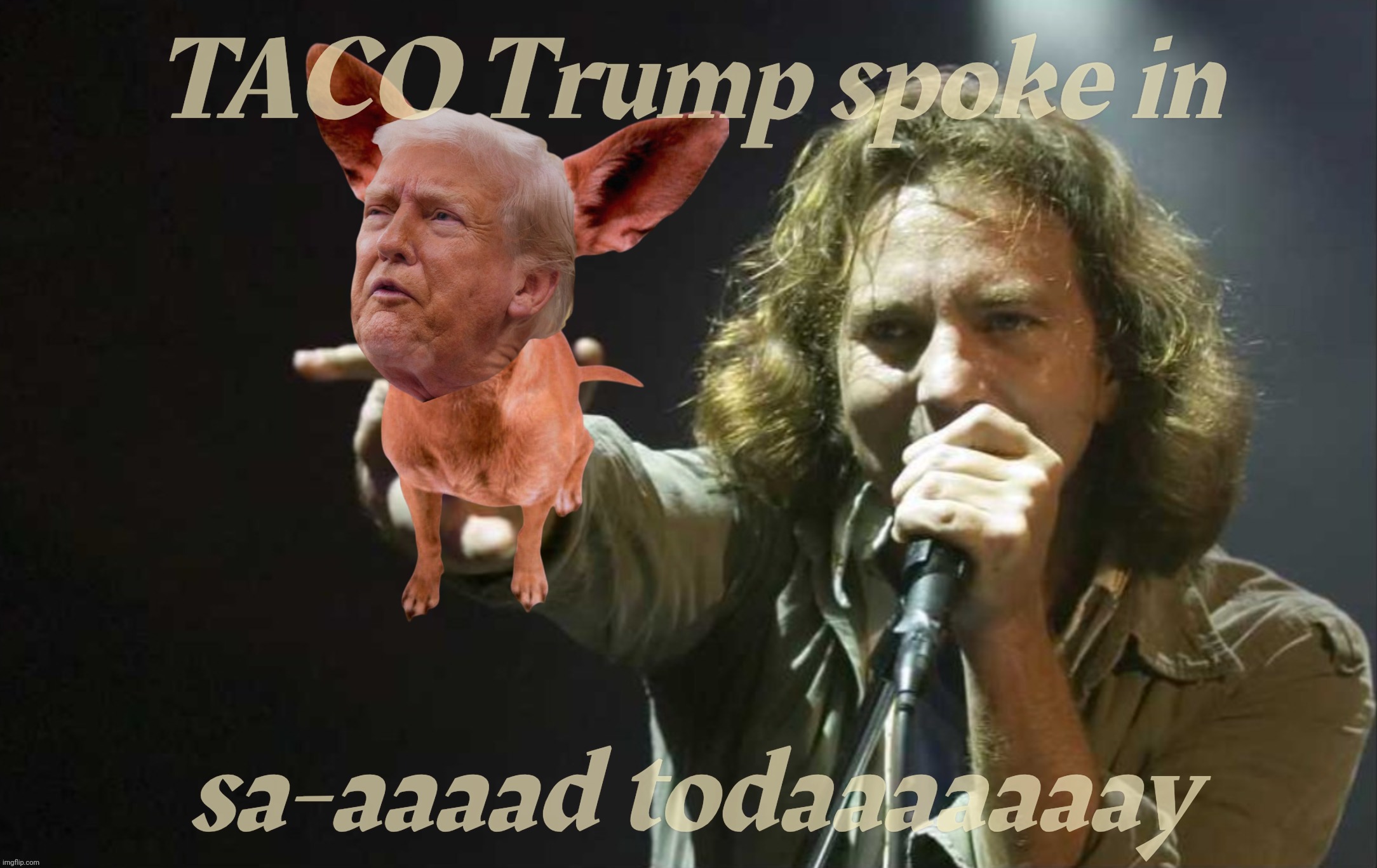 TACO Trump spoke in; sa-aaaad todaaaaaaay | made w/ Imgflip meme maker