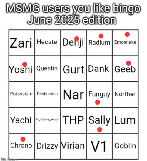 MSMG users you like bingo June 2025 edition | image tagged in msmg users you like bingo june 2025 edition | made w/ Imgflip meme maker