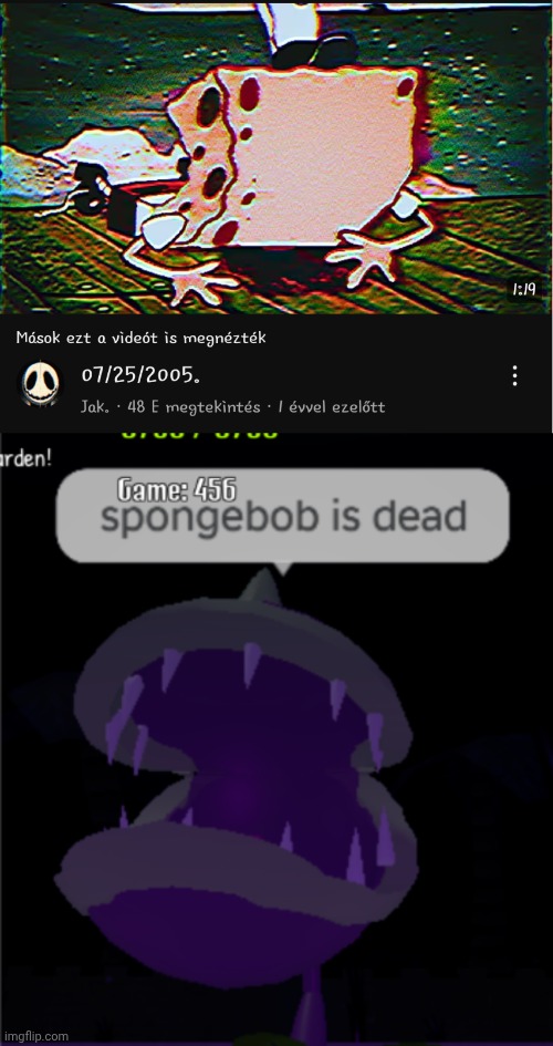Title | image tagged in spongebob is dead chomper pvz | made w/ Imgflip meme maker