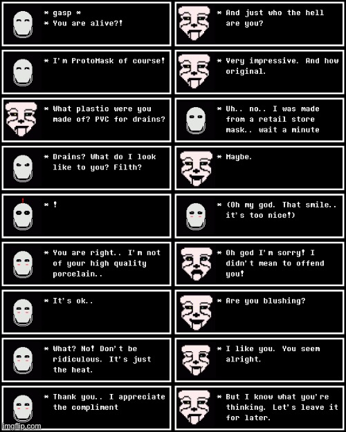 (Proto)Masq shenanigans (istg if someone says ship!) (ships are a great way to transport goods -Wubboc) | made w/ Imgflip meme maker