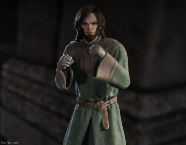 meet Evil McPeterson, Arch-Mage of the Mages Guild and future dark brotherhood assassin, he is a magic user who also uses fists | made w/ Imgflip meme maker