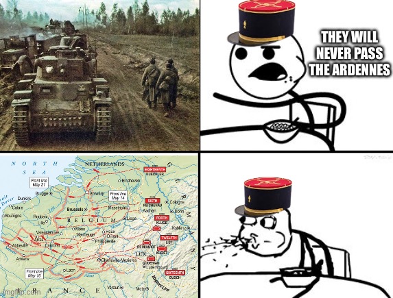 Ghost division | THEY WILL NEVER PASS THE ARDENNES | image tagged in he will never | made w/ Imgflip meme maker