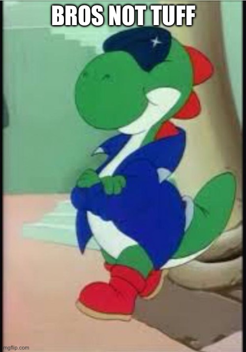 Gangster Yoshi | BROS NOT TUFF | image tagged in gangster yoshi | made w/ Imgflip meme maker