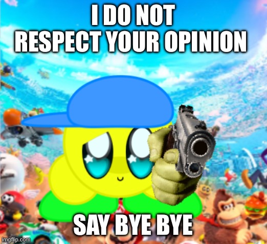 I do not respect your option | I DO NOT RESPECT YOUR OPINION; SAY BYE BYE | image tagged in i do not respect your option | made w/ Imgflip meme maker